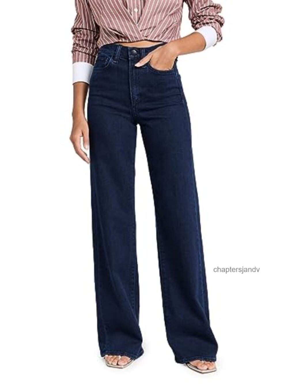 High Rise Wide Leg Jeans Mid-Weight Stretch Denim 5-Pocket Casual